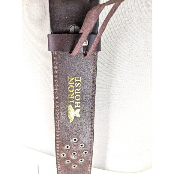 Iron Horse Accessories Vintage Brown Black Silver Studded Leather Large Western Buckle Belt